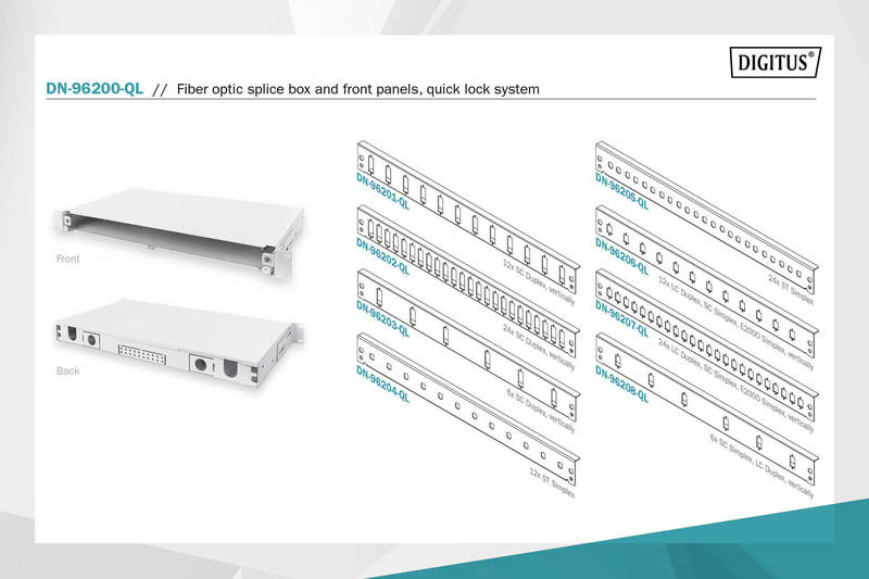 DIGITUS - Panneau de brassage 19" FO, extensible, 1 U, gris clair 5 DIGITUS - Panneau de brassage 19" FO, extensible, 1 U, gris clair – Image 5
