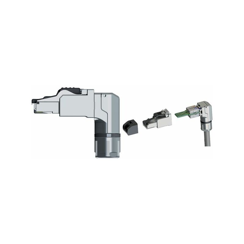 Telegaertner connecteur RJ45 MFP8 cat.6A(profond), blindé, 1 Prise RJ Telegaertner connecteur RJ45 MFP8 cat.6A(profond), blindé, T568B, bouchon pré-ensemblé contre la poussière, boîtier robuste, blindage 360, potection métallique entre les paire