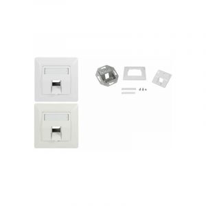 Boîtes vides & accessoires LogiLink Boîtier d'encastrement pour module Keystone, blanc de sécurité, pour 1 module Keystone, sortie du module à 45 degrés vers le bas, avec fenêtre pour inscription, avec