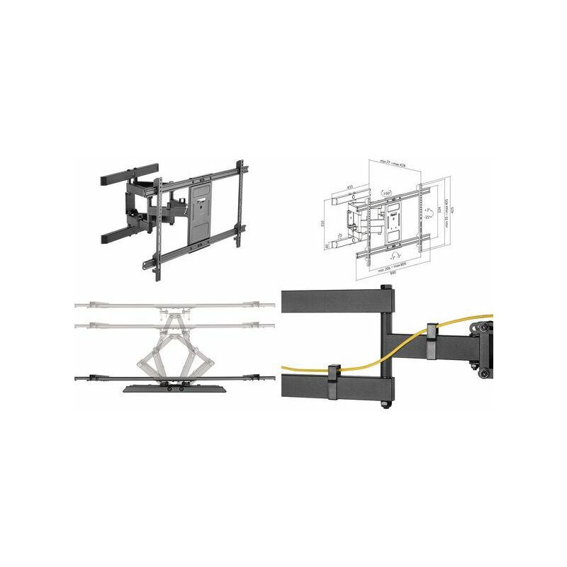 Support TV Mural LogiLink BP0004 Noir - Compatible VESA, Fixe, Inclinable Ou Mobile Pour Écran LCD/Plasma/LED