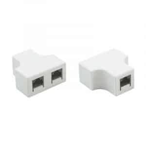 Adaptateurs LogiLink Adaptateur modulaire T pour connecteur RJ45, Cat.5e 3 x RJ45 femelle surface de contact dorée, affectation: 1:1, non blindé (UTP), boîtier en plastique ABS en blanc,