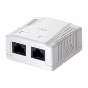 Boîtiers muraux LogiLink Prise RJ45 Kat.6, blanc pur, blanc pur (RAL9010) pour montage dans un boîtier en saillie, classe: E 250 MHz, non blindé, ANSI