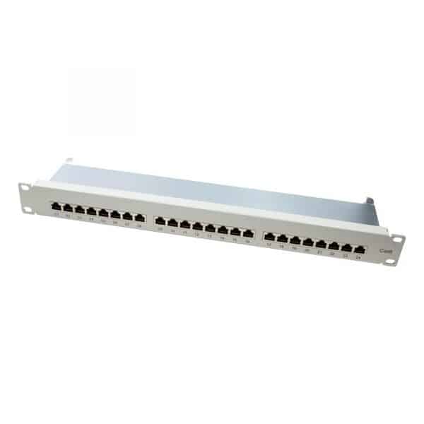 Panneaux de brassage 19" LogiLink Panneau de brassage 19" Cat. 6, blindé, 1 U, 24 ports RJ45, complètement blindé, en tôle d'acier, fixation de câbles avec capacité de décharge de traction,