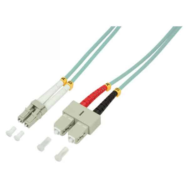 Câbles fibres optiques, OM3 LogiLink Câble Patch à fibre optique, LC Duplex - SC Duplex OM3, 5 m, connecteur LC Duplex - connecteur SC Duplex, 50