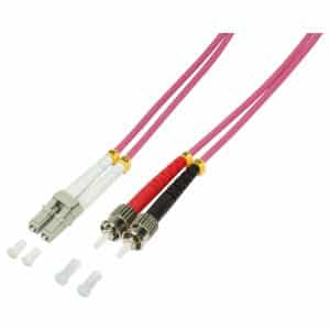 Câbles fibres optiques, OM4 LogiLink Câble Patch à fibre optique, LC Duplex - 2 x ST OM4, 10 m, 2 x connecteur LC Duplex - 2 x connecteur ST, 50