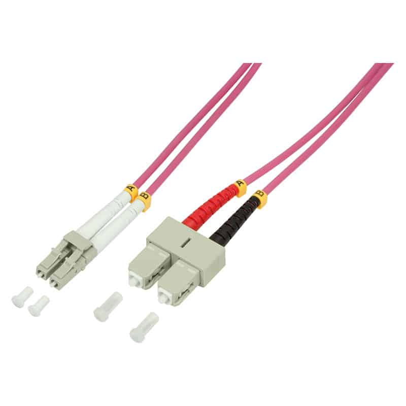 LogiLink Câble Patch à fibre optique, LC Duplex - SC Duplex 1 Câbles fibres optiques, OM4 LogiLink Câble Patch à fibre optique, LC Duplex - SC Duplex OM4, 15 m, connecteur LC Duplex - connecteur SC Duplex, 50