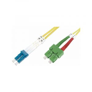 Câbles fibres optiques, OS2 DIGITUS Câble patch à fibres optiques, LC-Duplex - SC-Duplex OS2, 1,0 m, monomode, câble optique en fibre de verre, LSOH, diamètre câble: 3 mm, couleur de la gaine: jaune, diamètre