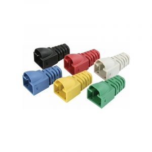 Manchons de protection Telegaertner manchon pour fiche mâle RJ45, cat.6, jaune, 6,3 mm de diamètre pour entrée de câble, avec protection de levier accrochage,