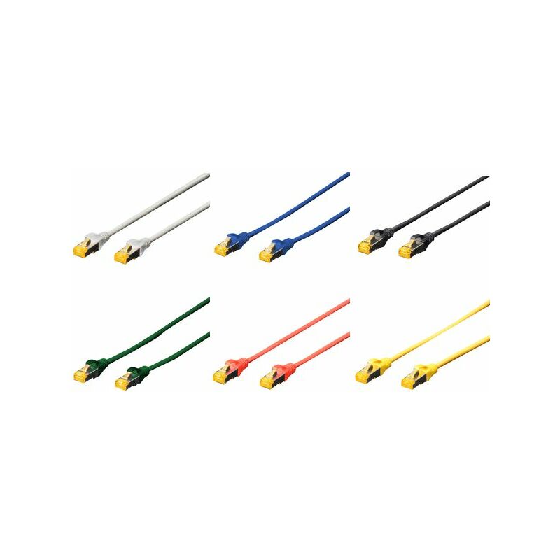 DIGITUS Câble de brassage Cat.6A, S/FTP, 0,25m, par 10, gris 1 Câble cat.6A DIGITUS Câble de brassage Cat.6A, S
